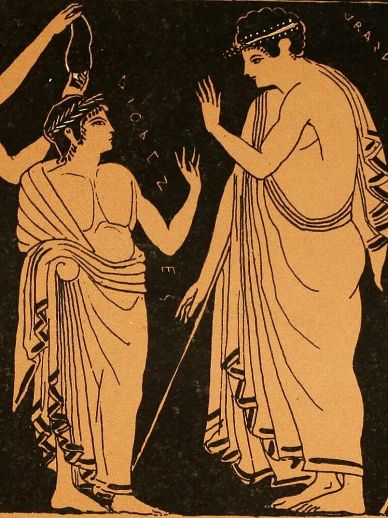 Una scena dei Misteri Eleusini che ricorda lo sciamanesimo riportata sull'anfora di Vulci al British Museum